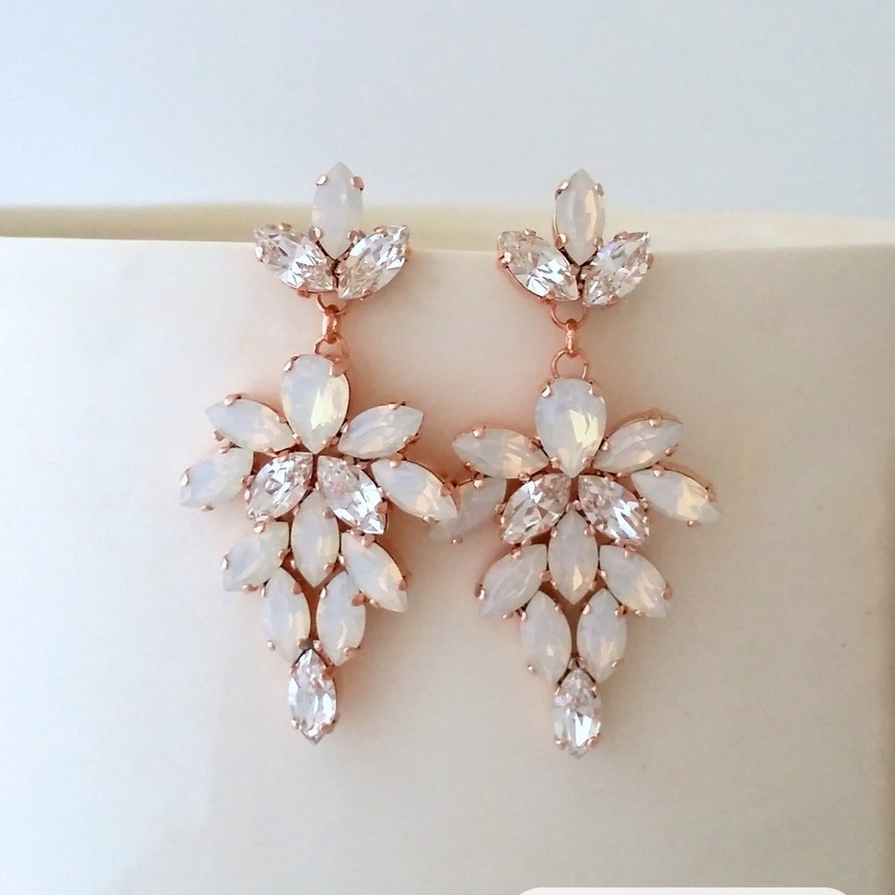 Opal/crystal bridal earrings